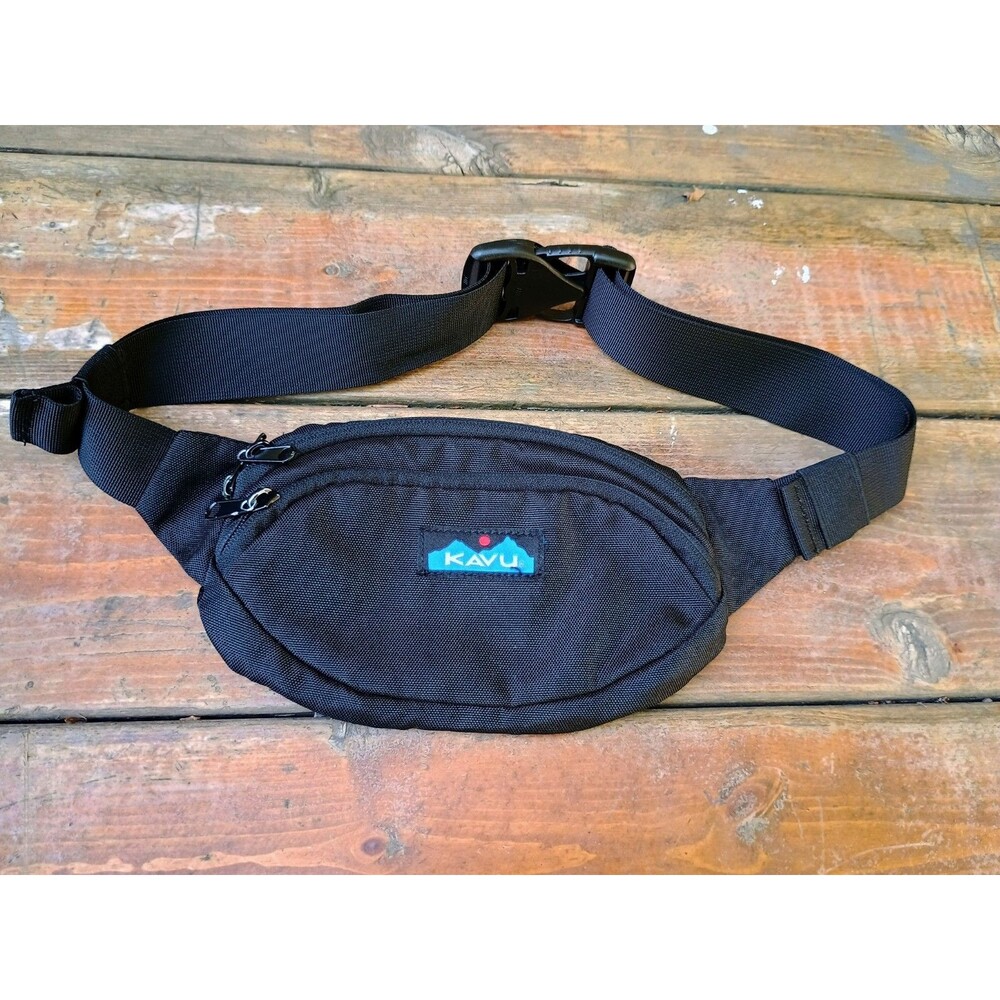 KAVU Spectator Belt Bag Black Canvas Fanny Pack Adjustable Strap